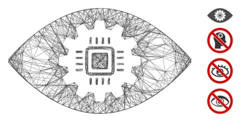 Hatched Cyborg Eye Lens Vector Mesh Stockillustratie