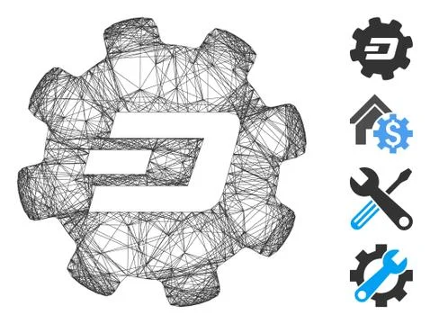 Hatched Dash Setup Gear Vector Mesh 스톡 일러스트