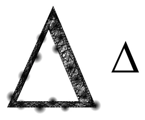 Hatched Delta Letter Icon with Spots 스톡 일러스트