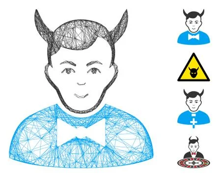 Hatched Devil Vector Mesh 스톡 일러스트