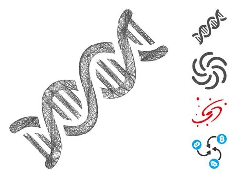 Hatched DNA Spiral Vector Mesh Illustrazione stock