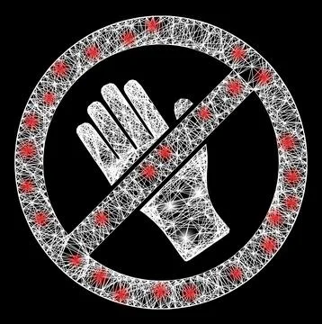 Hatched Do Not Touch Web Mesh with Bright Flash Nodes Illustrazione stock