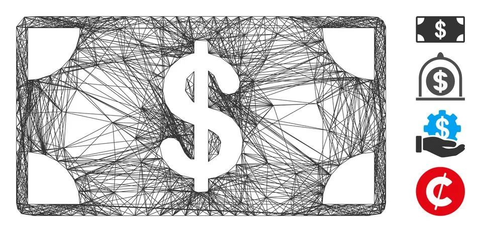 Hatched Dollar Banknote Vector Mesh イラスト素材
