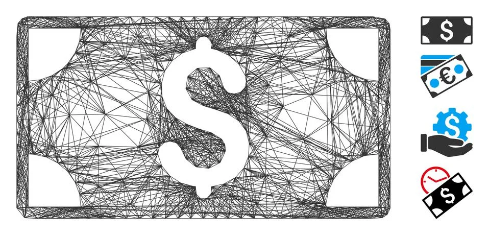 Hatched Dollar Banknote Vector Mesh 스톡 일러스트