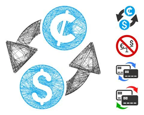 Hatched Dollar Cent Exchange Vector Mesh Stock Illustration