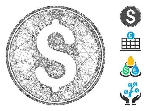 Hatched Dollar Coin Vector Mesh Stock Illustration
