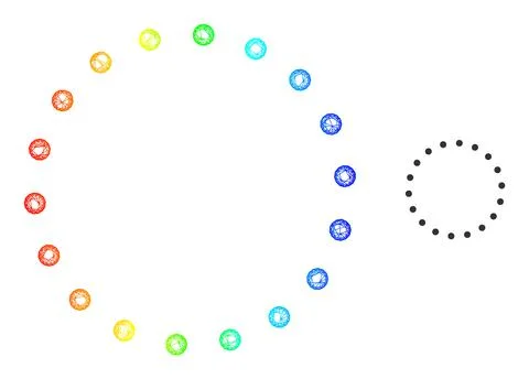 Hatched Dotted Circle Frame Web Mesh Icon with Rainbow Gradient Stock Illustration
