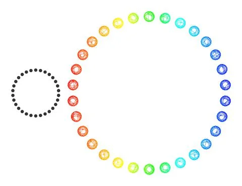 Hatched Dotted Circle Web Mesh Icon with Spectrum Gradient Stock Illustration