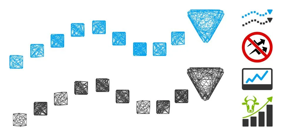 Hatched Dotted Trend Lines Vector Mesh Stock Illustration