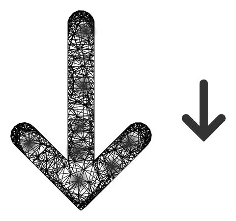 Hatched Down Arrow Icon with Spots Stock Illustration