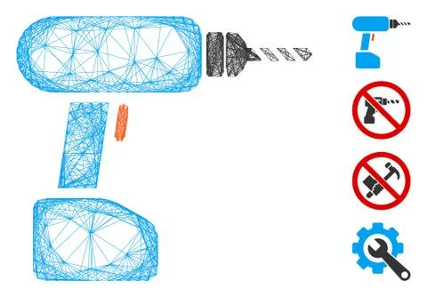 Hatched Drill Vector Mesh Illustration