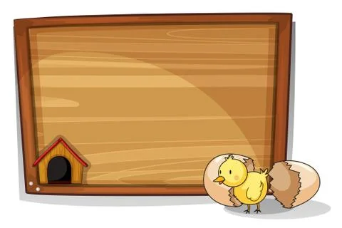 A hatched egg near an empty board Ilustración de archivo