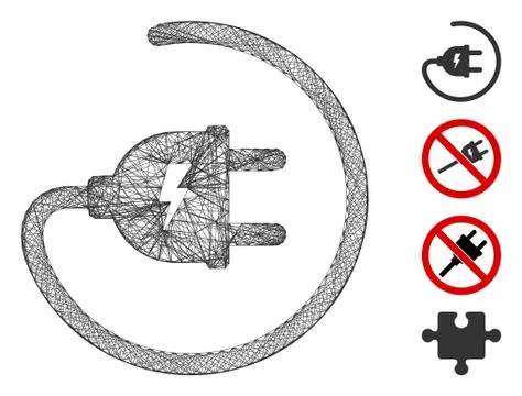 Hatched Electric Adapter Vector Mesh Stock Illustration