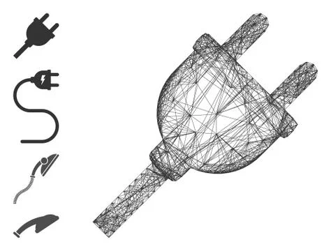 Hatched Electric Plug Vector Mesh Stock Illustration