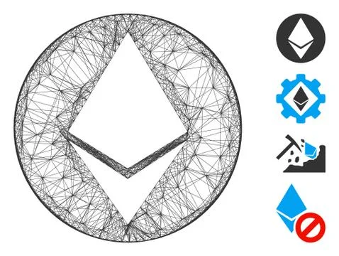 Hatched Ethereum Coin Vector Mesh Stockillustratie