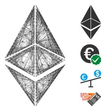 Hatched Ethereum Vector Mesh Stock Illustration