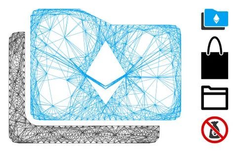 Hatched Ethereum Wallet Vector Mesh Stock Illustration