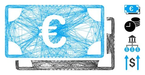 Hatched Euro Bills Vector Mesh Stock Illustration
