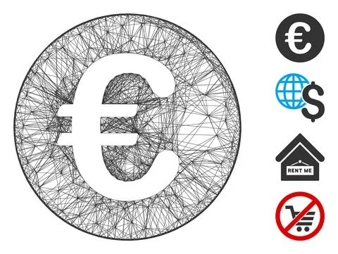 Hatched Euro Coin Vector Mesh イラスト素材
