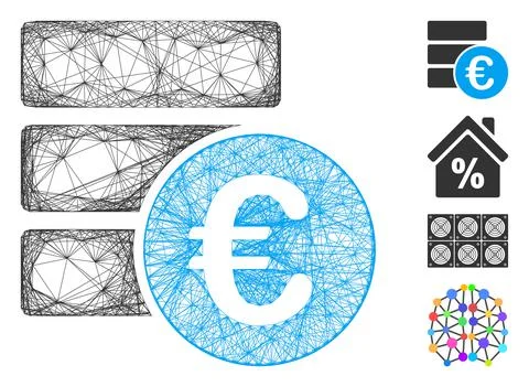 Hatched Euro Database Vector Mesh 스톡 일러스트