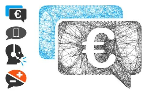 Hatched Euro Messages Vector Mesh Stock Illustration