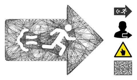 Hatched Exit Direction Vector Mesh Stock Illustration