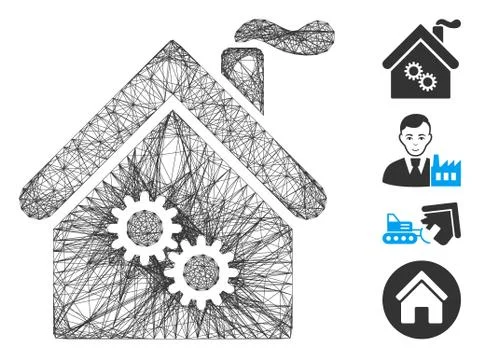 Hatched Factory Building Vector Mesh Ilustración de archivo