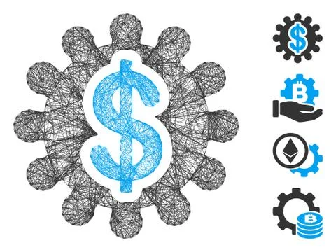 Hatched Financial Options Gear Vector Mesh Stock Illustration