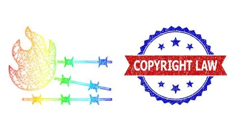 Hatched Fired Prison Mesh Icon with Spectrum Gradient and Textured Bicolor Stock Illustration