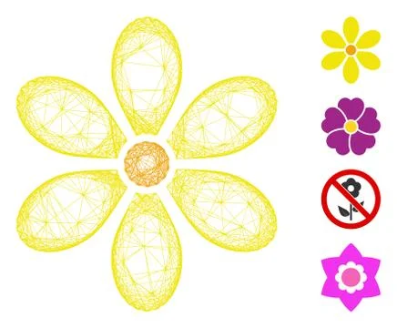 Hatched Flower Vector Mesh Stockillustratie