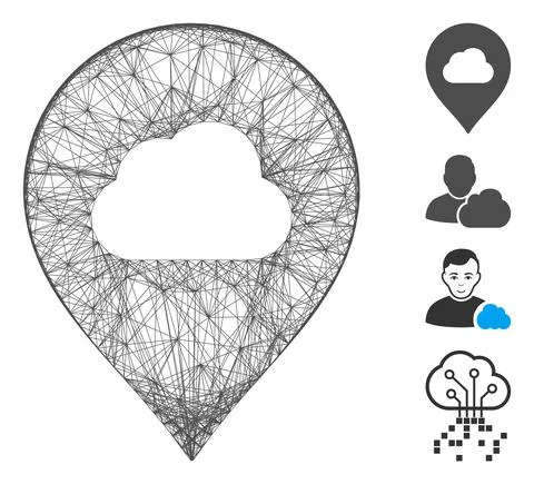 Hatched Fog Cloud Marker Vector Mesh Stock Illustration