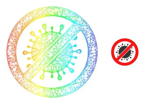 Hatched Forbid Virus Mesh Icon with Rainbow Gradient Stock Illustration
