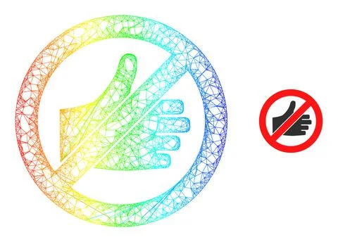 Hatched Forbidden Thumb Up Web Mesh Icon with Rainbow Gradient Illustrazione stock