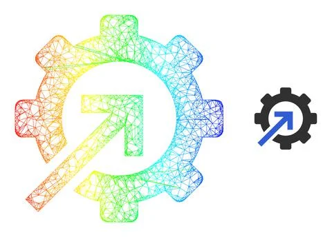 Hatched Gear Integration Web Mesh Icon with Spectral Gradient Stock Illustration