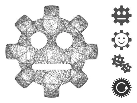 Hatched Gear Pity Smiley Vector Mesh Stock Illustration