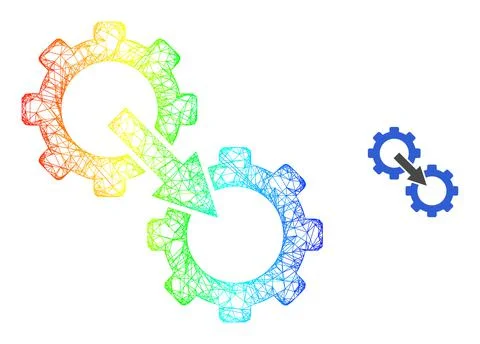 Hatched Gears Integration Web Mesh Icon with Rainbow Gradient Stockillustratie