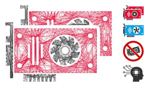 Hatched Graphic Accelerator Cards Vector Mesh Stockillustratie