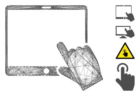 Hatched Hand Pointer Tablet Vector Mesh Illustrazione stock