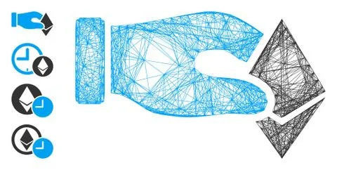 Hatched Hand Take Ethereum Vector Mesh 스톡 일러스트