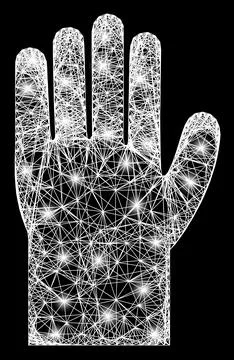 Hatched Hand Web Mesh with Bright Flares Stock Illustration