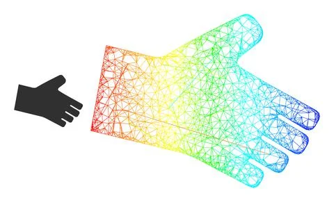 Hatched Hand Web Mesh Icon with Rainbow Gradient Illustrazione stock