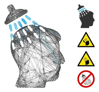 Hatched Head Shower Vector Mesh Stock Illustration