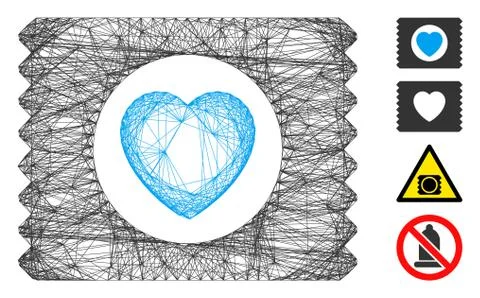 Hatched Heart Condom Pack Vector Mesh Stock-Illustration