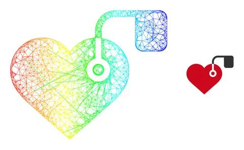 Hatched Heart Pacemaker Mesh Icon with Rainbow Gradient Ilustración de archivo