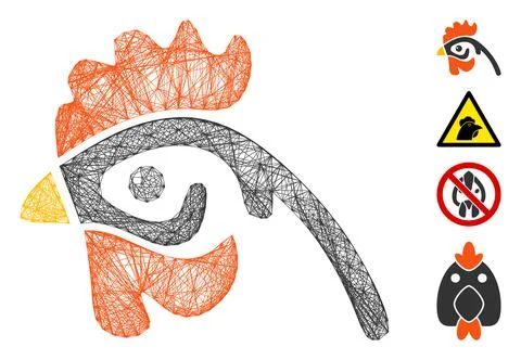 Hatched Hen Head Vector Mesh Stock Illustration