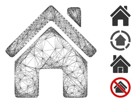 Hatched Home Building Vector Mesh Ilustración de archivo