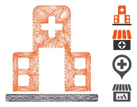 Hatched Hospital Building Vector Mesh 스톡 일러스트