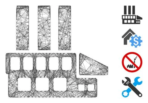 Hatched Industrial Building Vector Mesh Ilustración de archivo