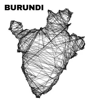 Hatched Irregular Mesh Burundi Map 스톡 일러스트
