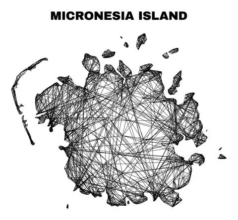 Hatched Irregular Mesh Micronesia Island Map Stock Illustration